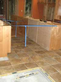 Tile flooring in the kitchen